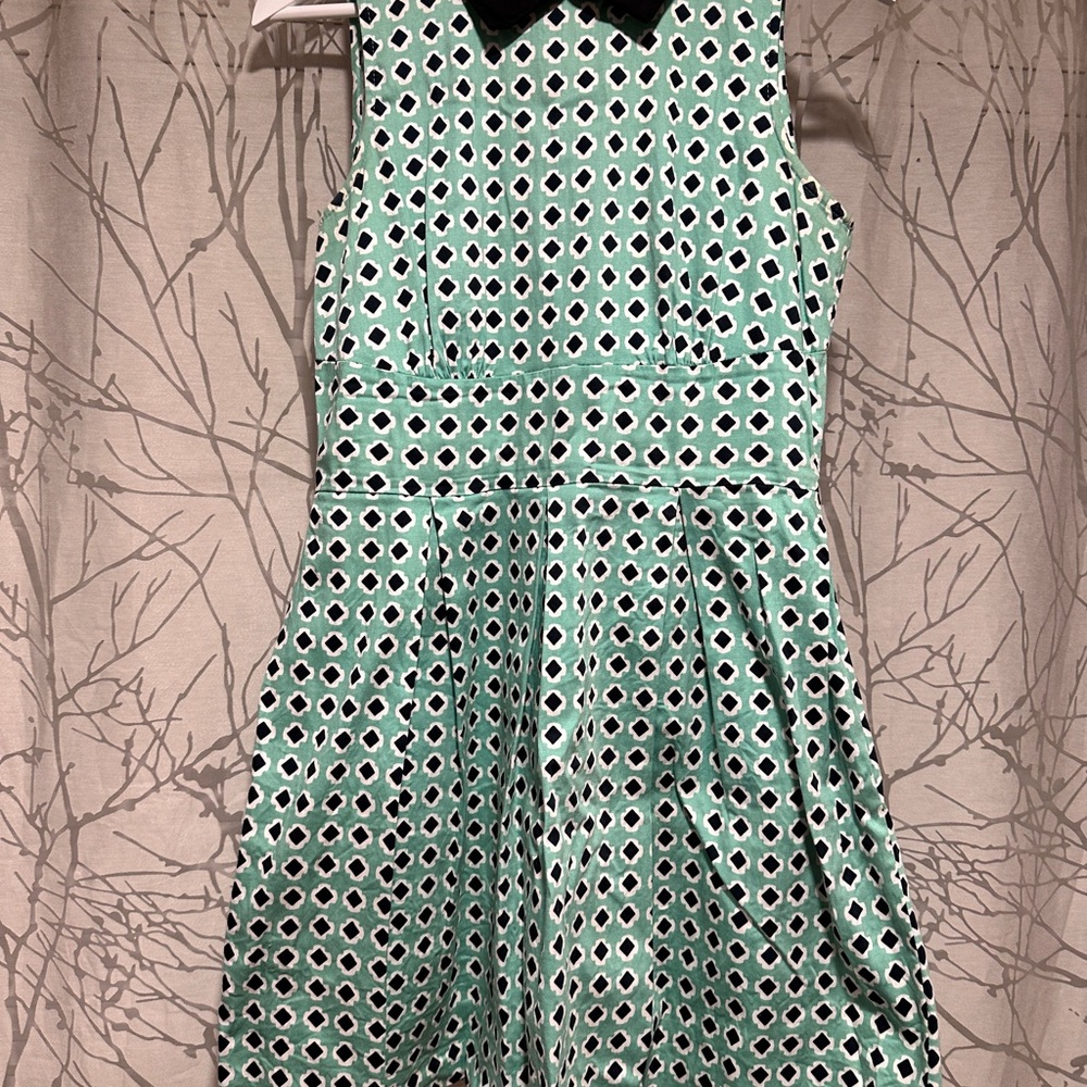 Closet London Green & Black Patterned Cotton Dress With Pockets Size 6 (UK 12)
